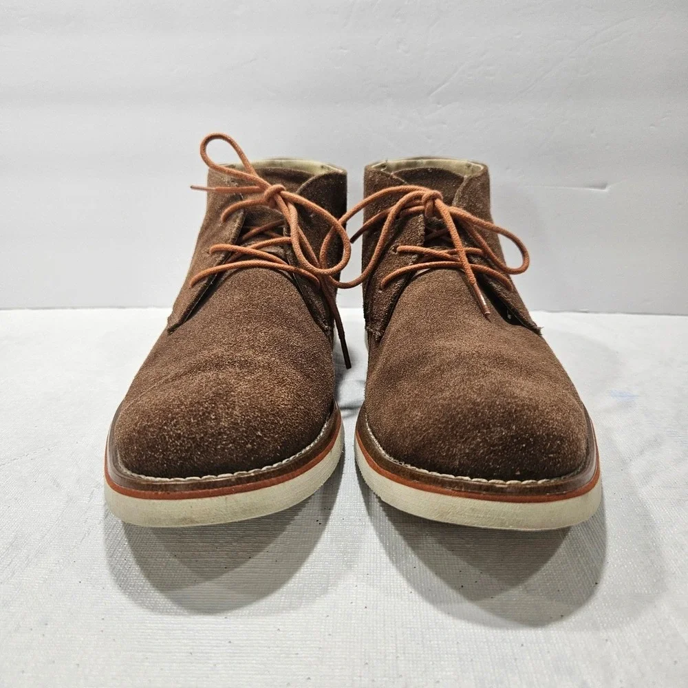 GH Bass Co Brown Suede Chukka Boots Orange Laces Gingham Lining Desert Shoes‎